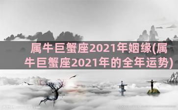 属牛巨蟹座2021年姻缘(属牛巨蟹座2021年的全年运势)
