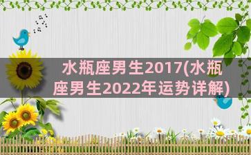 水瓶座男生2017(水瓶座男生2022年运势详解)